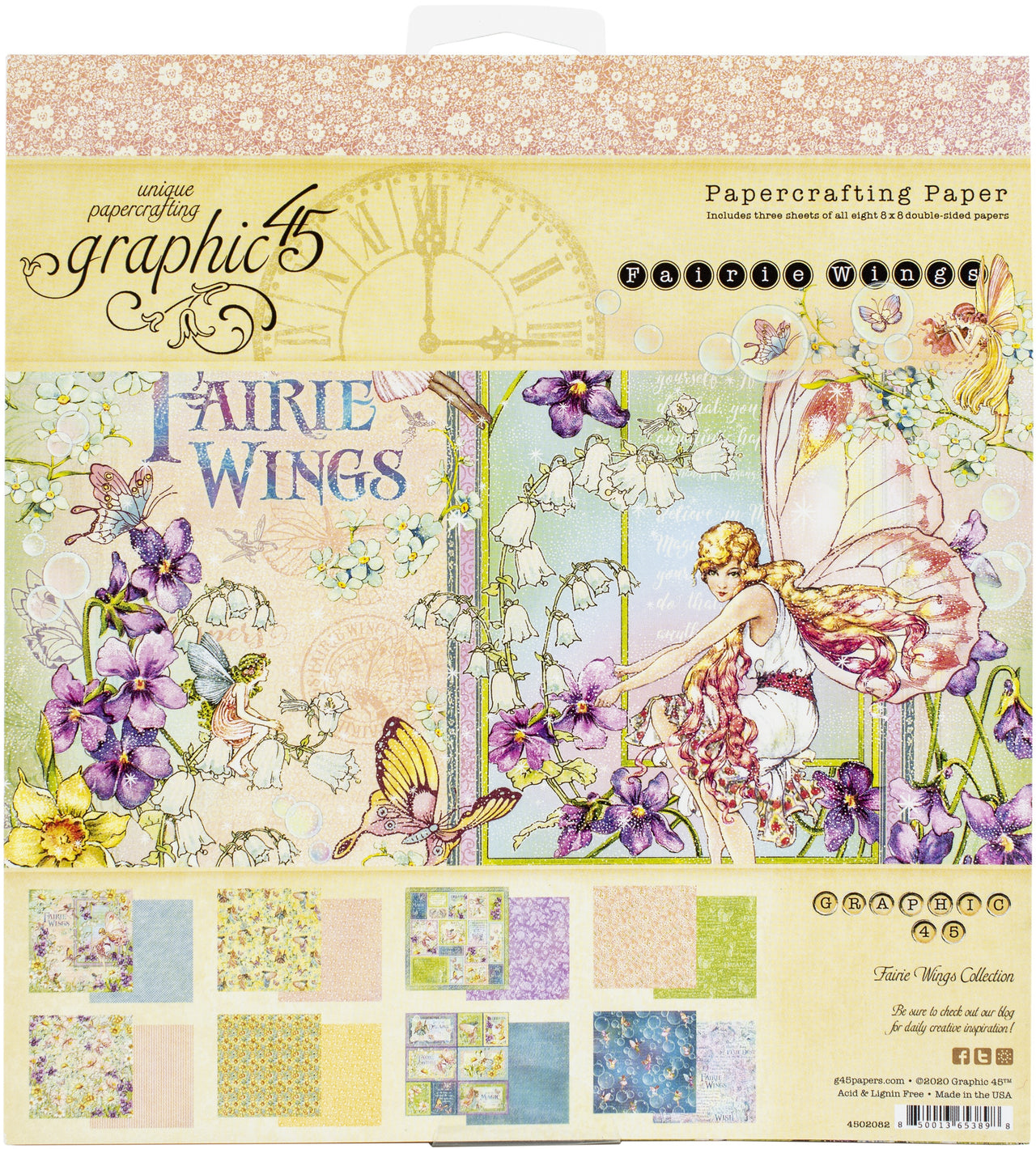 Graphic 45 Double-Sided Paper Pad 8"X8" 24/Pkg - Fairie Wings