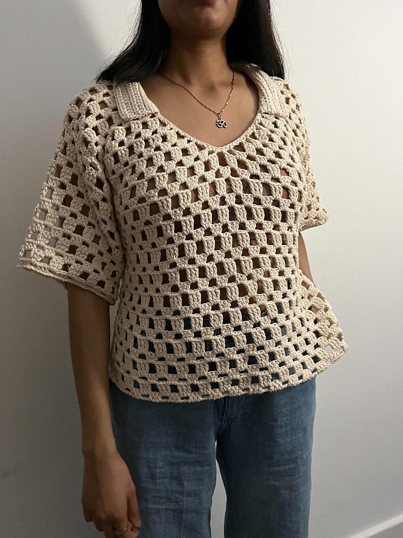 Mesh Collared Top