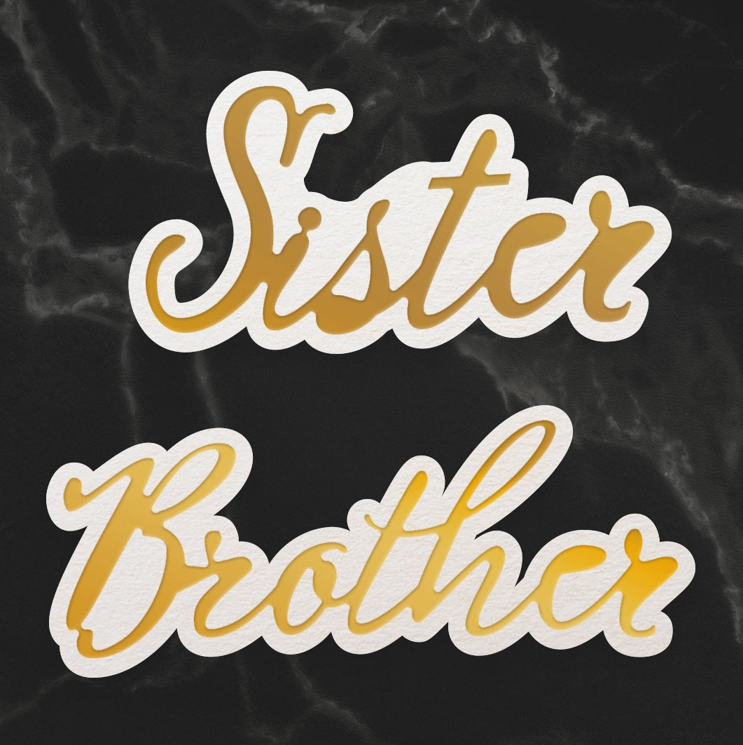 Artdeco Creations Couture Creations Sentiment Mini Dies 2/Pkg - Sister & Brother 1.9"X1.9"