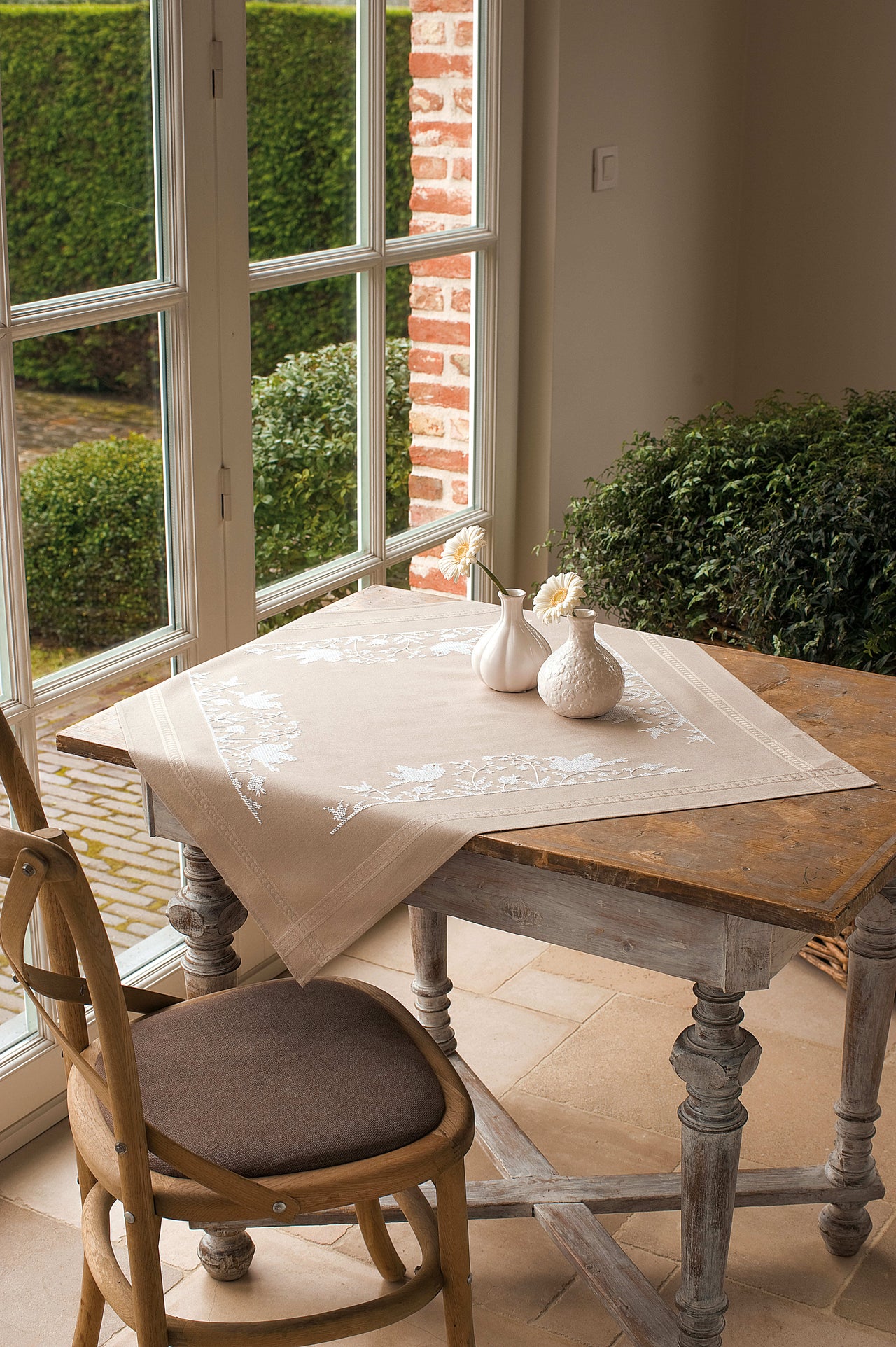 Vervaco Tablecloth Kit White Birds Cross Stitch Kit