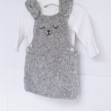 Knitted Bunny pinafore 0-2 yrs