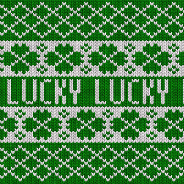 St Patricks Day Irysh Green Shamrock Jacquard Knitting Chart