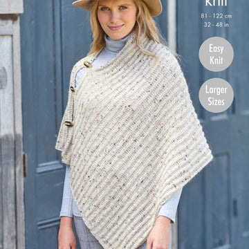 Ladies Ponchos Knitted in King Cole Homespun DK - 5793 - Downloadable PDF