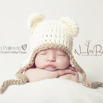 Chunky Baby Bear Earflap Hat Crochet Pattern 186