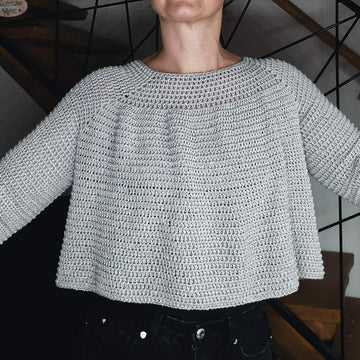 Cropped Ruffle Raglan Sweater