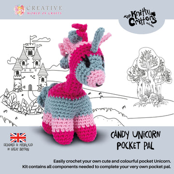 Creative World of Crafts Knitty Critter Pocket Pal - Candy Unicorn