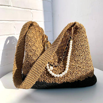 Two-Tone Raffia Hobo Bag Crochet Pattern