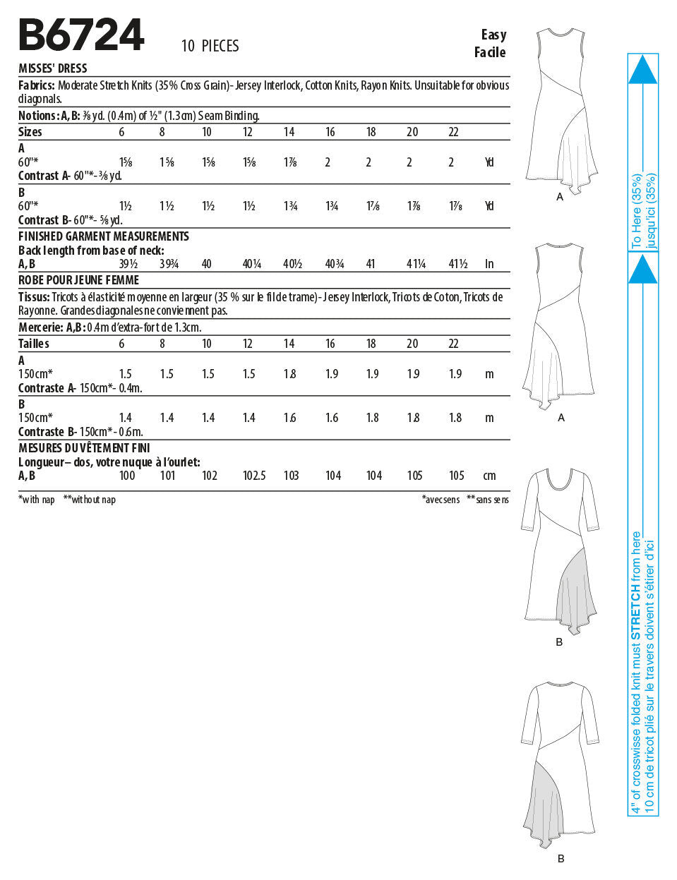 Butterick Misses' Dresses B6724 - Sewing Pattern