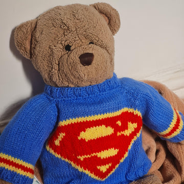 Superman Crest Teddy Jumper knitting pattern
