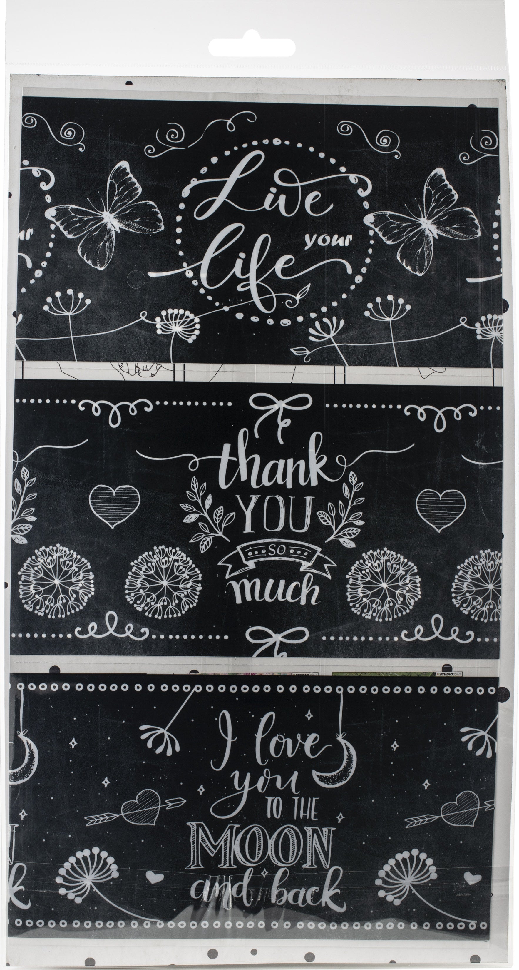 Studio Light Shrink Sleeves 12.5"X3.5" 3/Pkg - Chalk, 3 Designs/1 Each