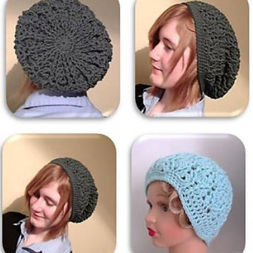 Hat with Cable & Eyelet Design - Slouch or Beanie