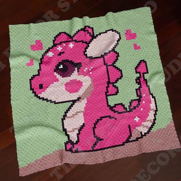 Fantasy Fuchsia Dragon Blanket Baby Girl Pink Throw C2C CROCHET PATTERN