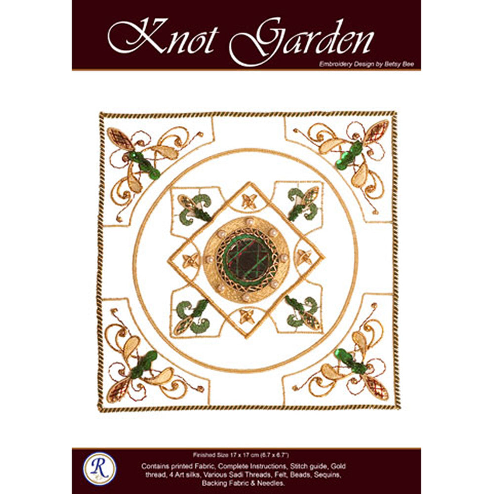 Rajmahal Knot Garden Printed Embroidery Kit - 17 x 17 cm