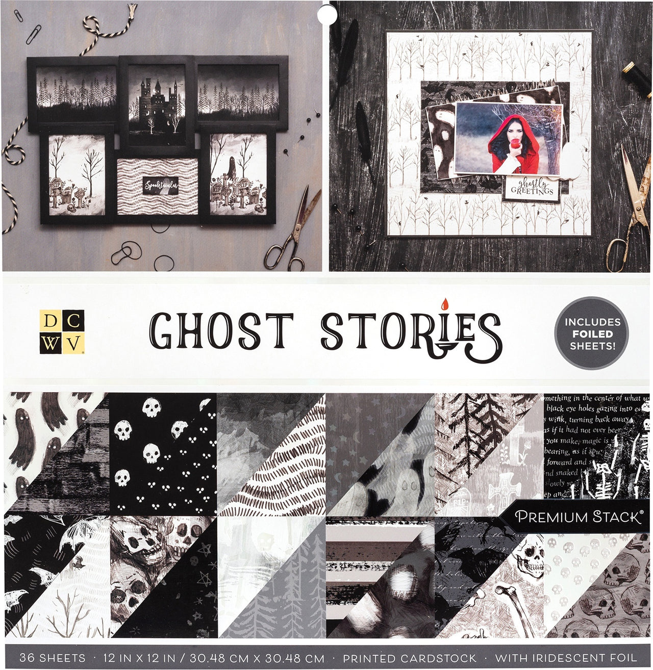 American Crafts DCWV Double-Sided Cardstock Stack 12"X12" 36/Pkg - Ghost Stories, 12 Designs/3 Each