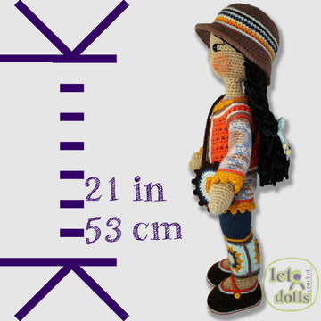 21 inch crochet doll pattern PDF, Large amigurumi doll, Cara