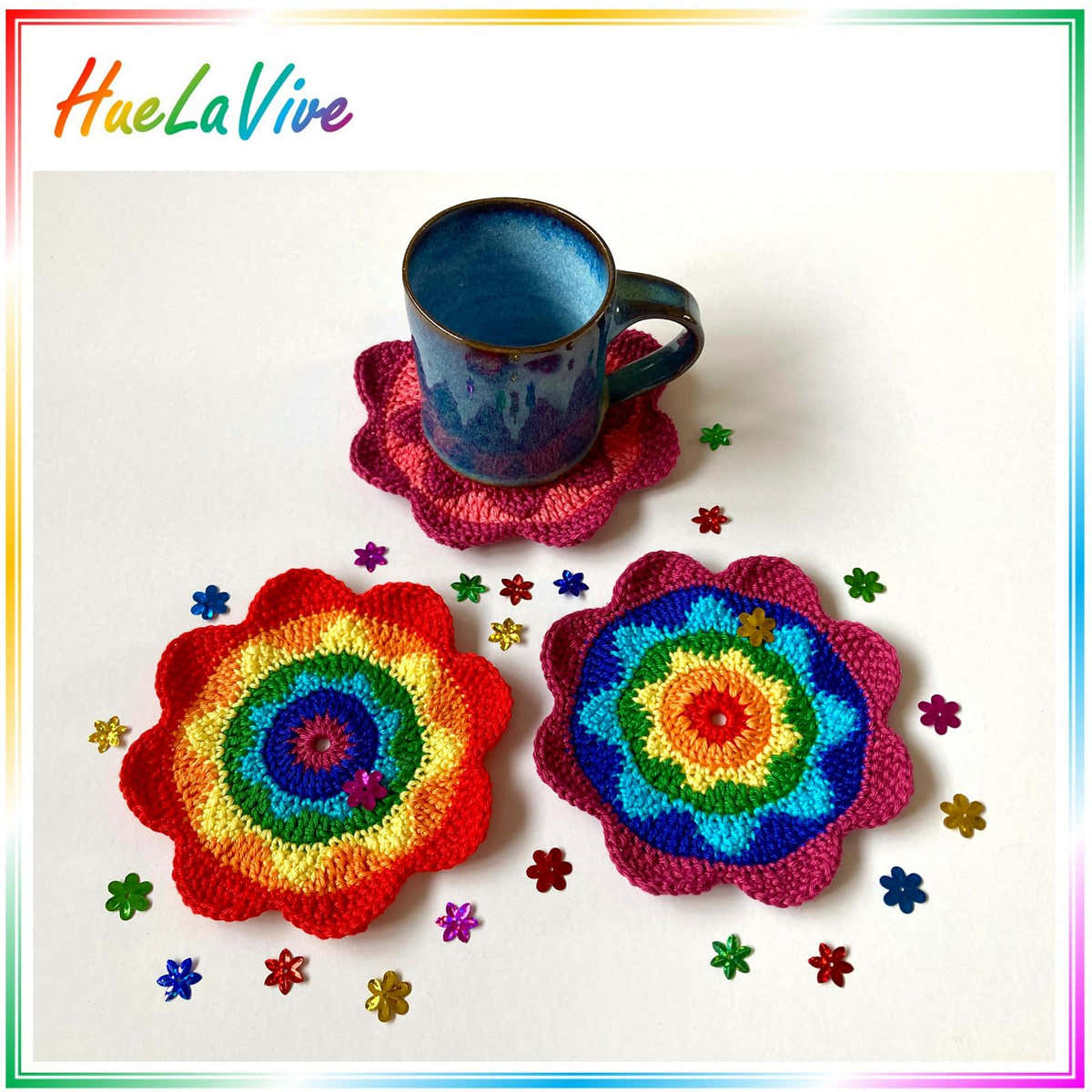Rainbow flower coaster II by HueLaVive