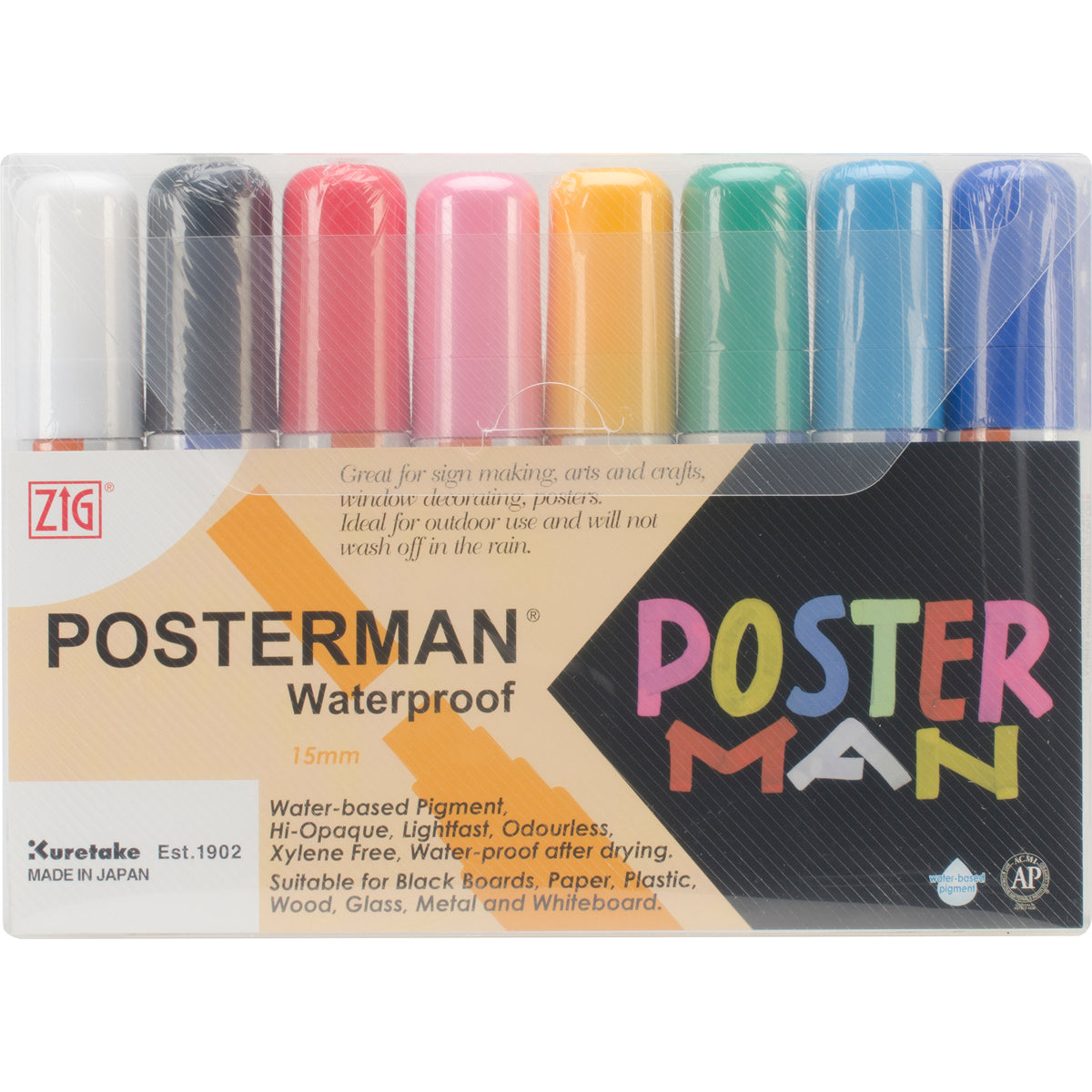 ZIG Posterman 15mm Tip Markers 8/Pkg - 470882