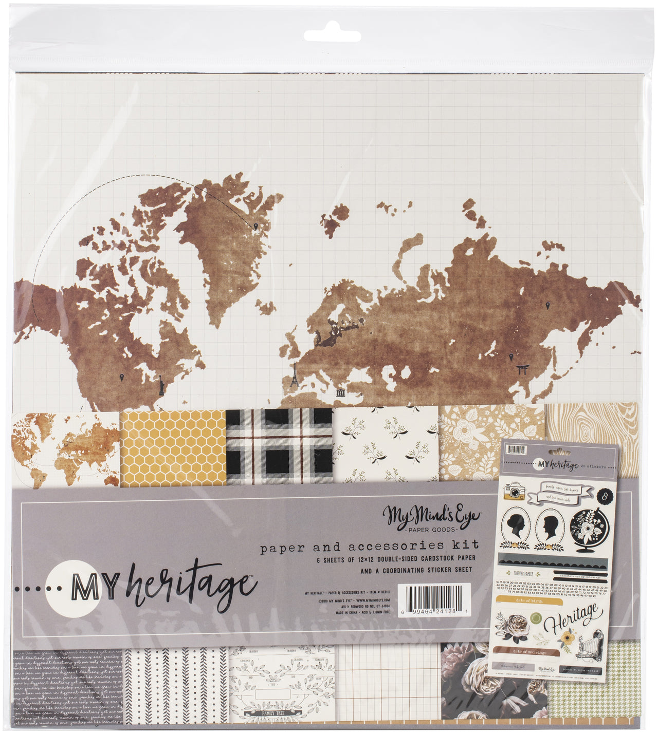 My Mind's Eye Paper & Accessories Kit 12"X12" - My Heritage