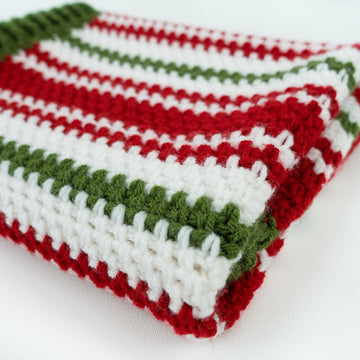 Holly Jolly Moss Stitch Crochet Blanket