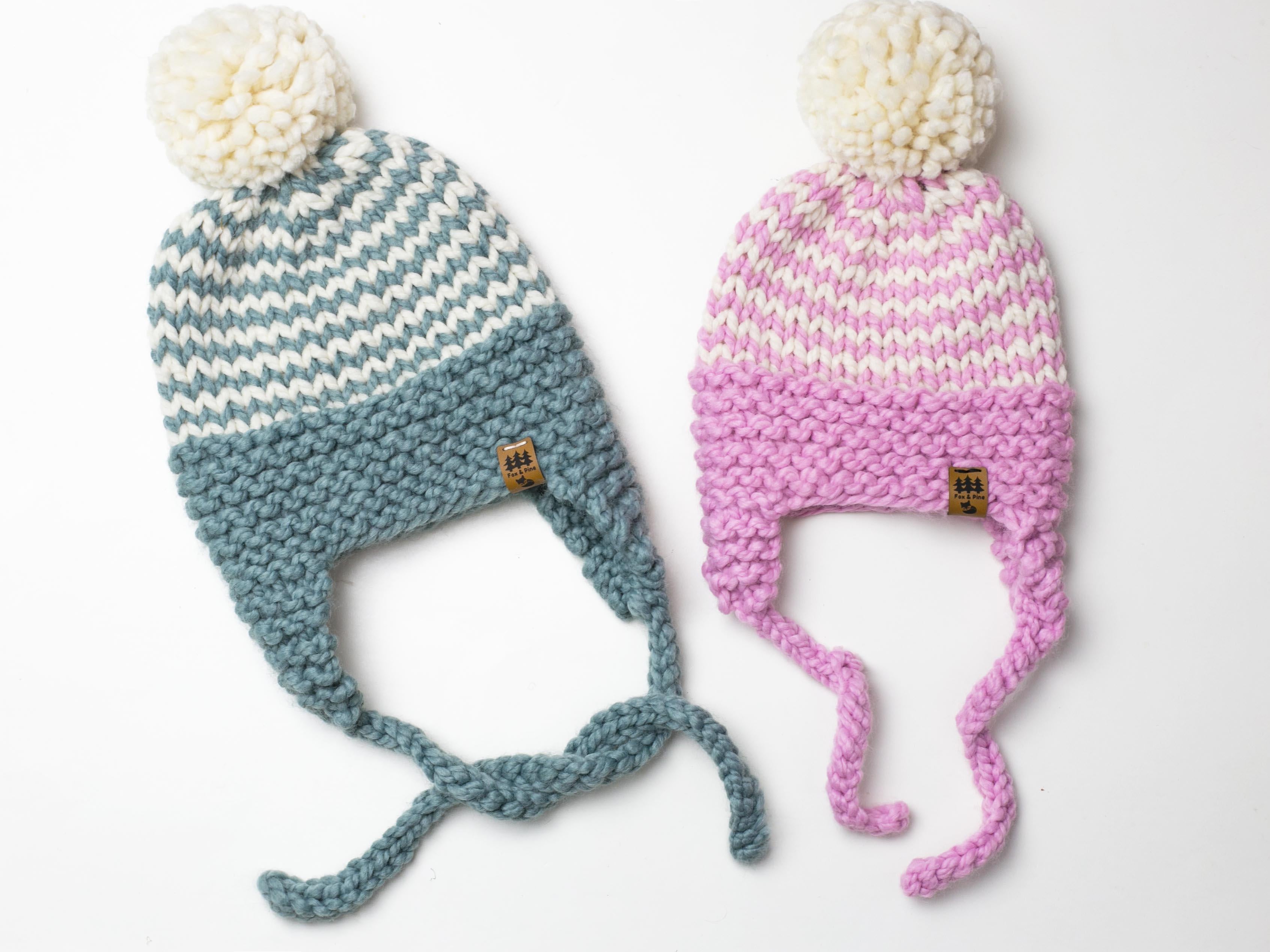 Pinstripe Ear Flaps Toque Hat Baby Children Women