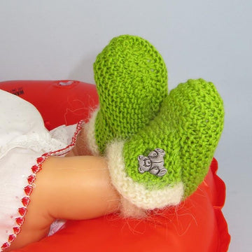 Baby Fur Trim Teddy Button Booties (Bootees)