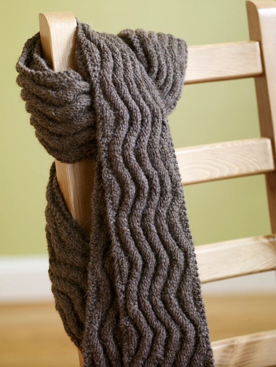Meandering Rib Scarf in Lion Brand Fishermen's Wool - 70809AD