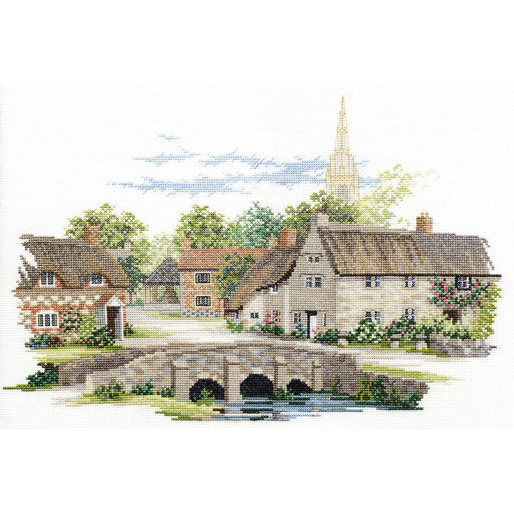 Derwentwater Designs Wiltshire Village, 14 Count Aida Cross Stitch Kit - 40cm x 23cm