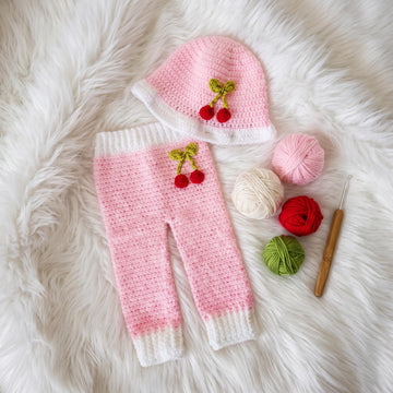 Girls Cherry Blossom Pants and Hat