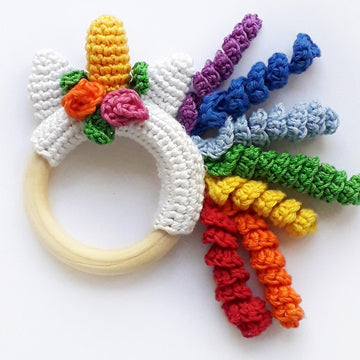 Rainbow unicorn teether