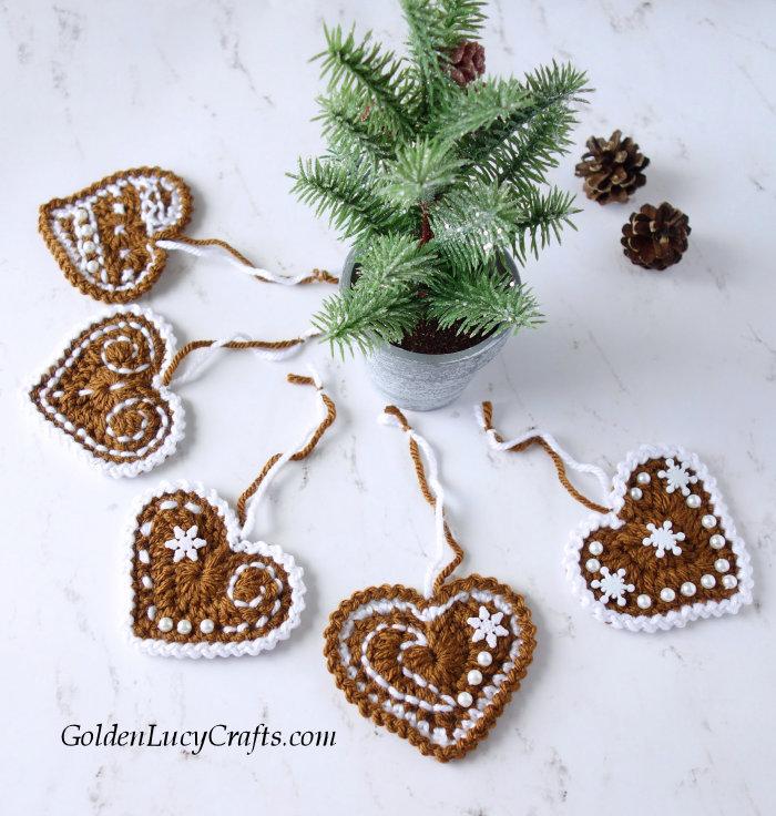 Gingerbread Heart Ornaments