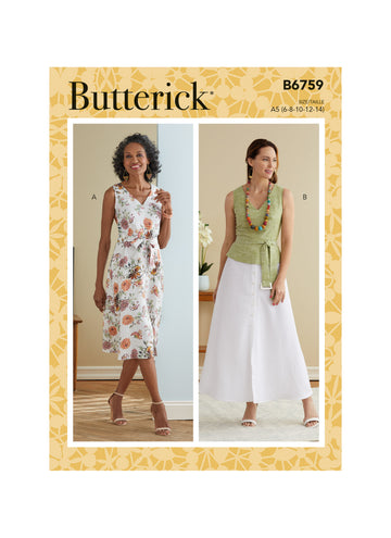 Butterick Misses' Dress, Sash and Belt B6759 - Sewing Pattern
