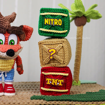 Crash Bandicoot Crochet Pattern Set – Digital Amigurumi Bundle with Character, Mask, Boom Box Trio & Fruit Bonus - Fanart inspired