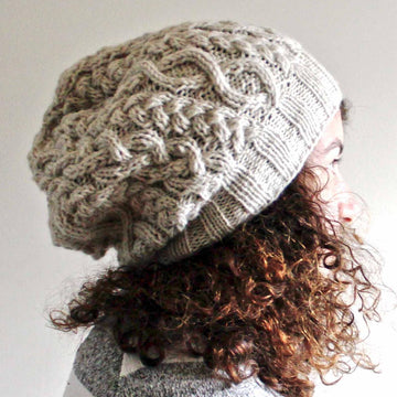 White Cabled Slouch Hat