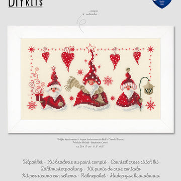 Vervaco Cheerful Santas Cross Stitch Kit - 29cm x 17cm