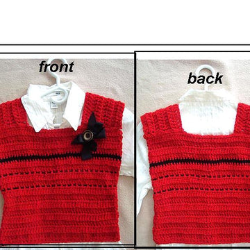 715 red crochet vest, baby to adult plus size