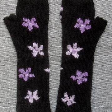 Star-flower long fingerless mitts