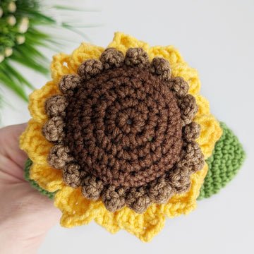 Crochet sunflower pattern, easy crochet flower pattern