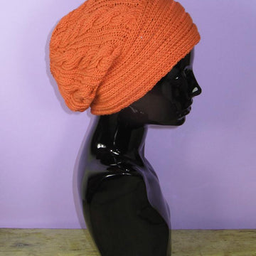 Rib Band Cable Slouch Hat