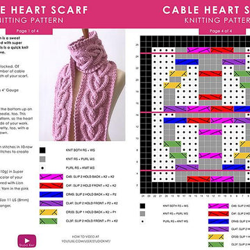 Heart Cable Knit Scarf