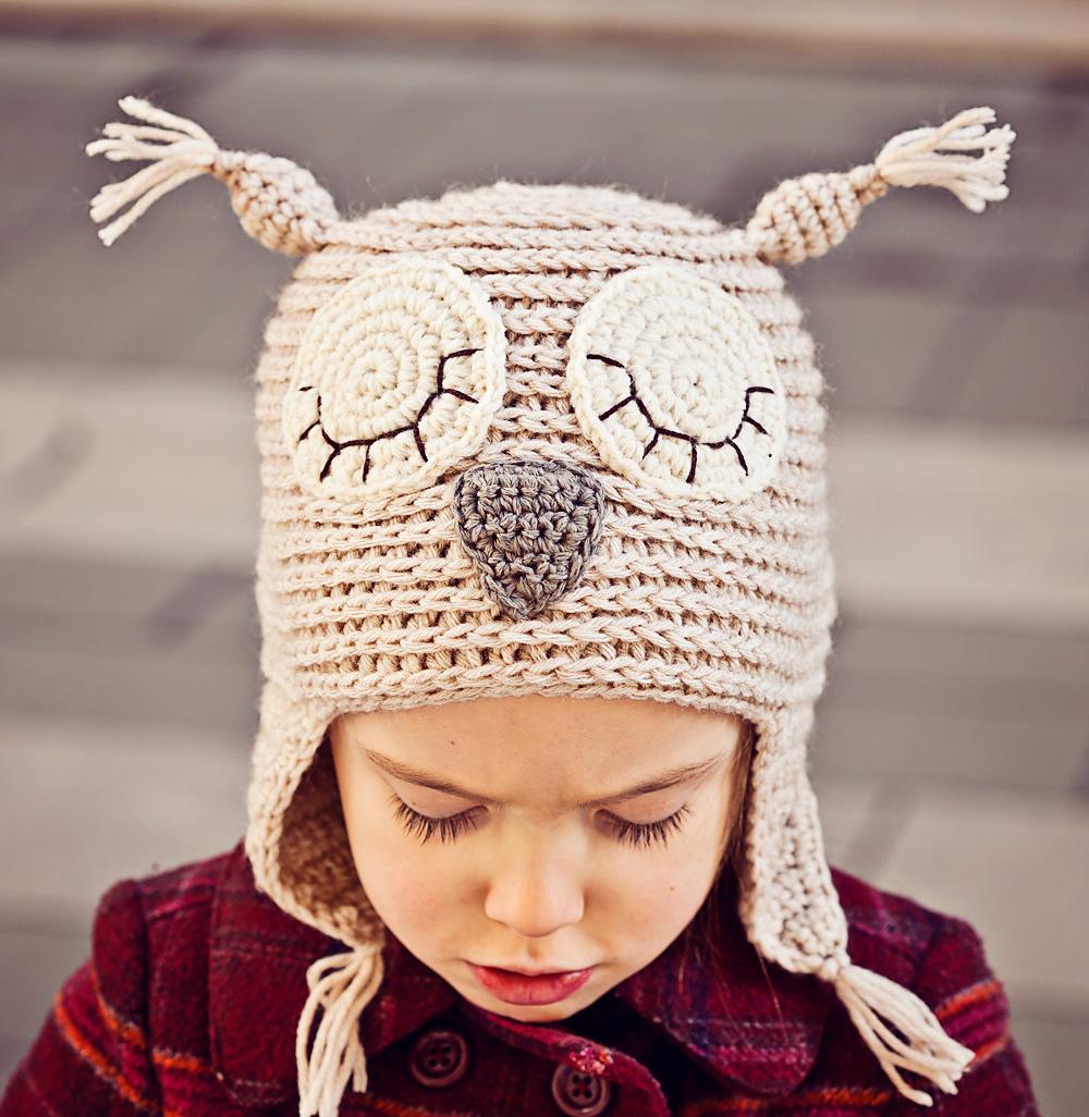 Sleepy Owl Earflap Hat