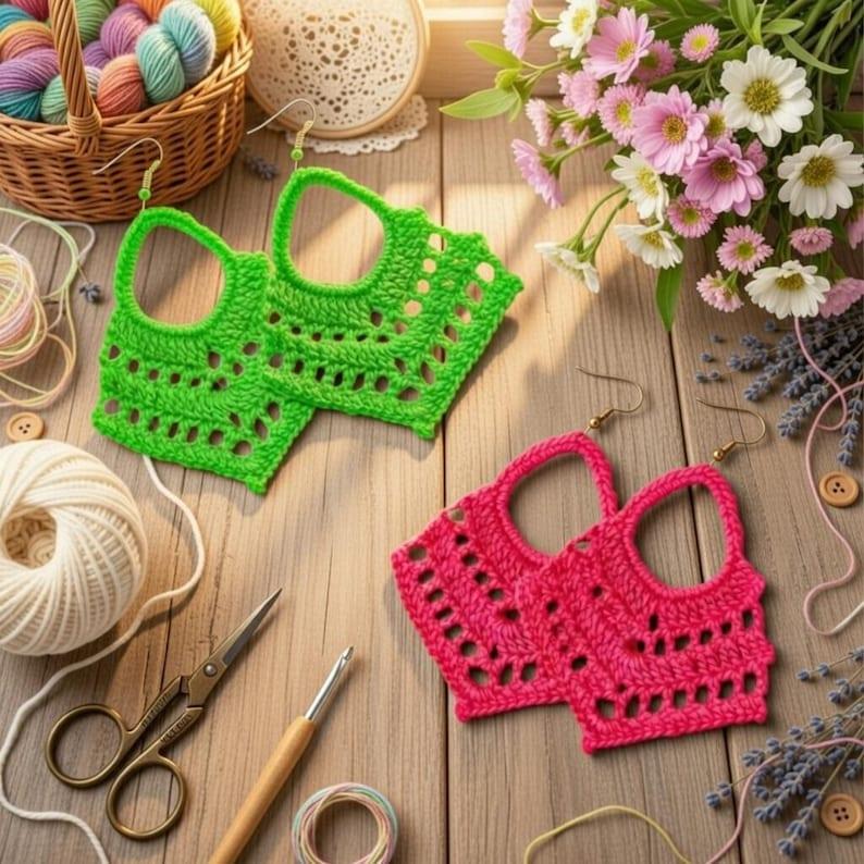 Crochet Leaf Earrings Pattern – Jewelry PDF + Video Tutorial.