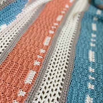Peaches and Teal Crochet Baby Blanket