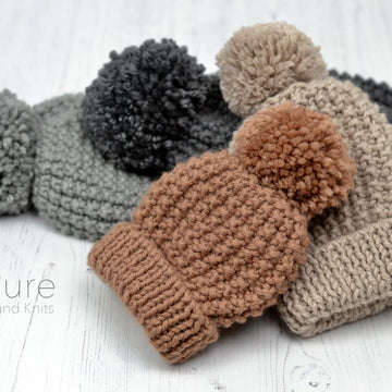 Zeke CHUNKY Simple Texture Bobble Hat