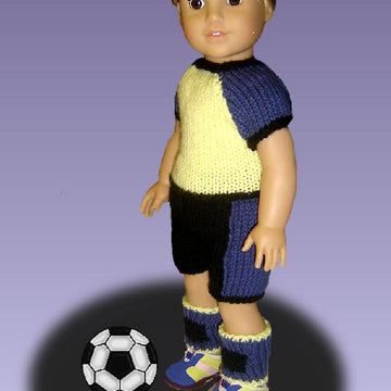 Doll clothes pattern.(knit) Fits American Girl Doll. Soccer Set 023