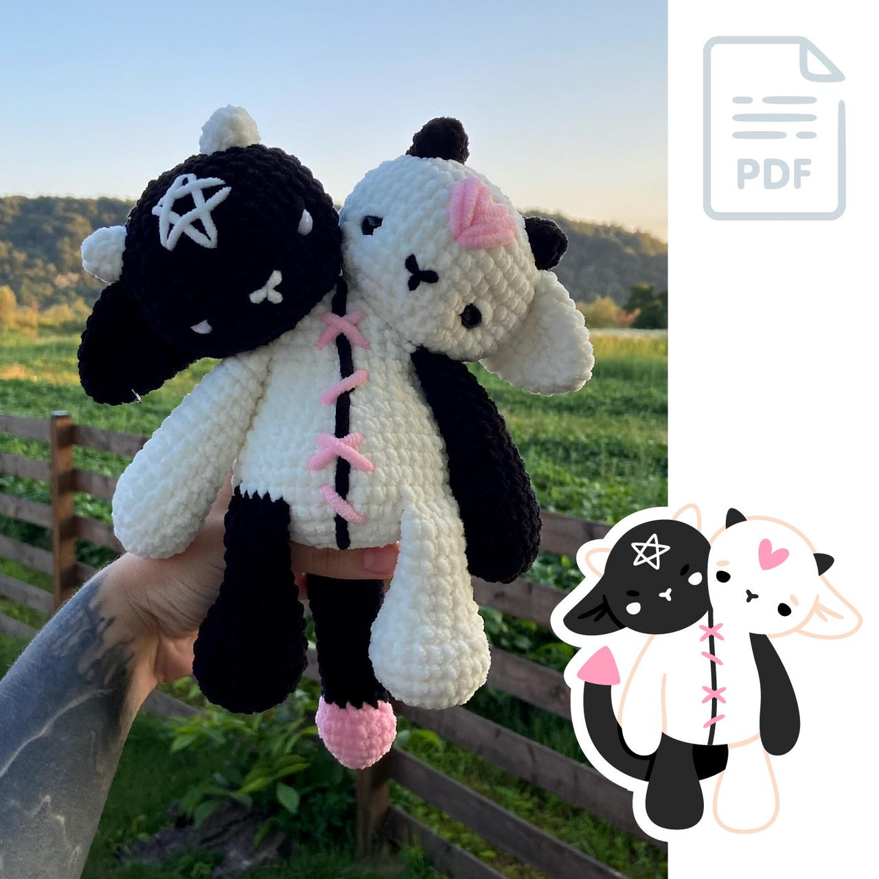 Two-headed Baphomet | Crochet Pattern | Fantasy Amigurumi Monster, Angel Demon Toy