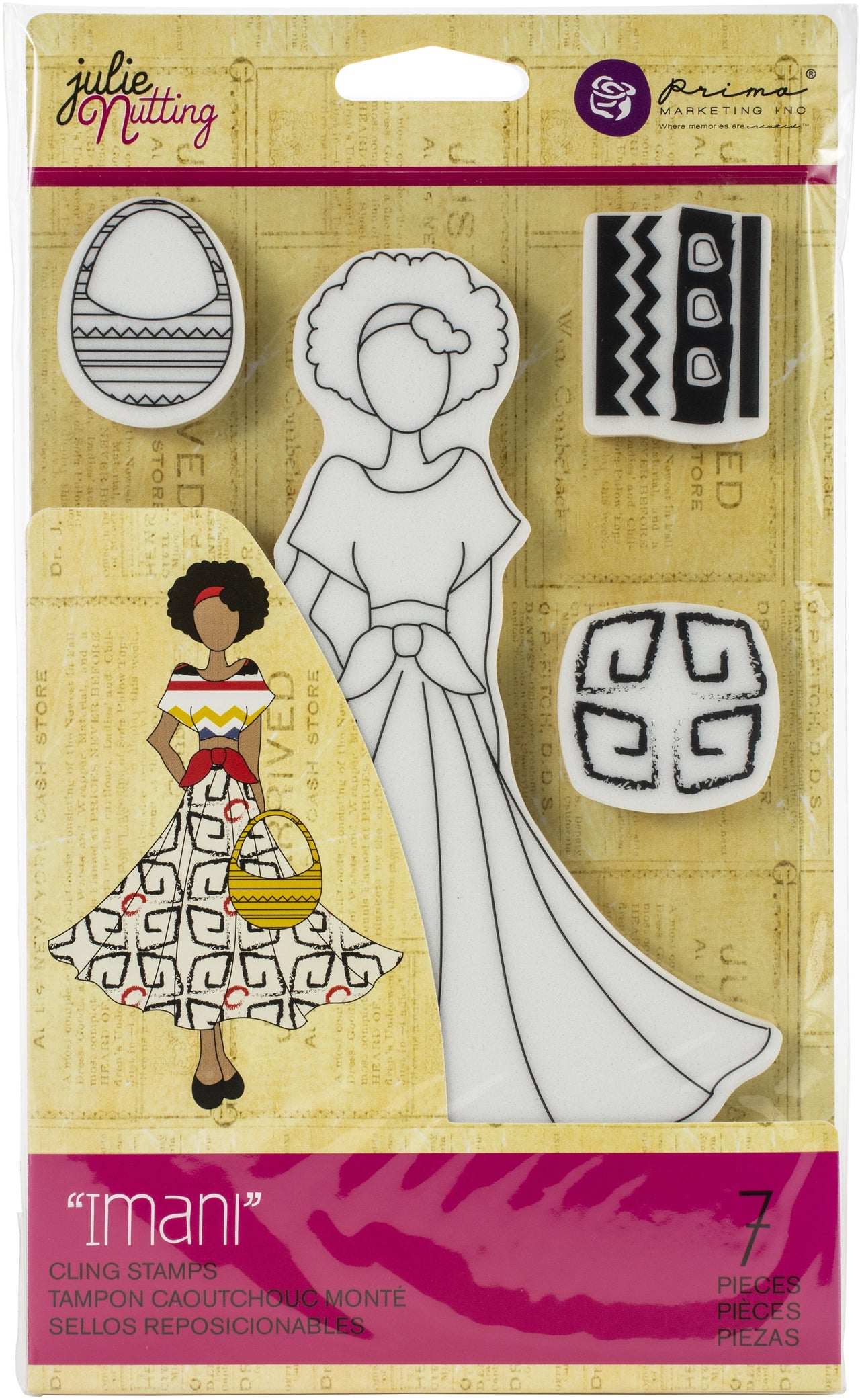 Prima Marketing Julie Nutting Mixed Media Cling Rubber Stamp - Imani