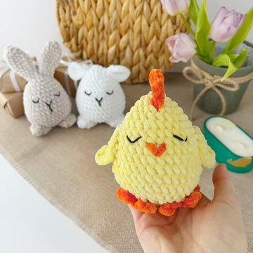 Crochet Easter eggs animal plush amigurumi pattern Crochet bunny plush, chicken, sheep Easter decorations