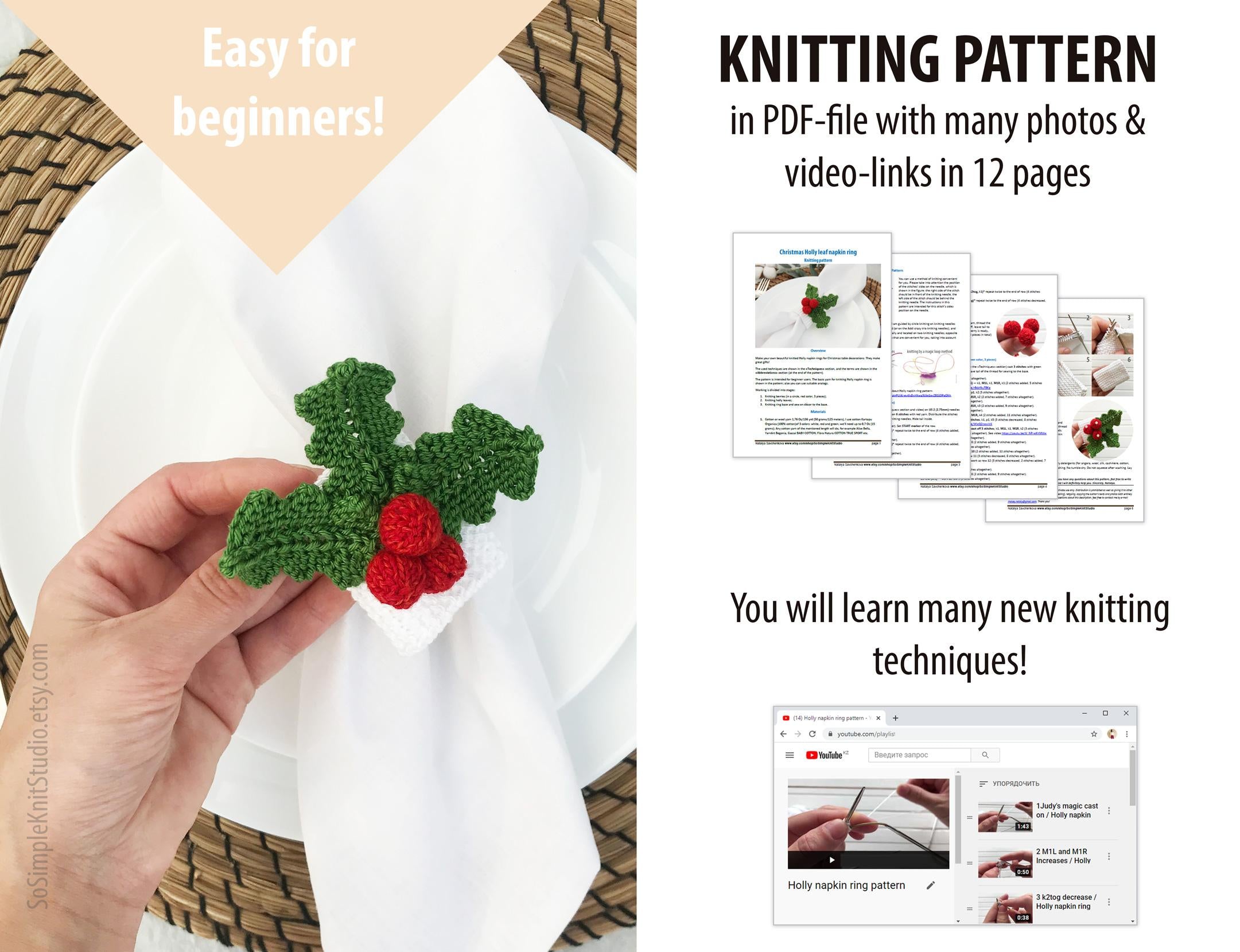 Knitted Holly Napkin Ring