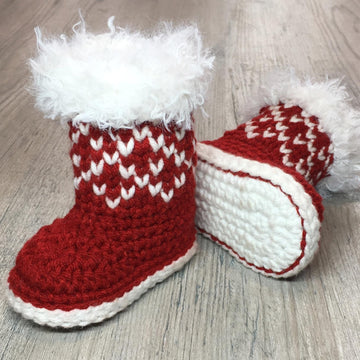 Christmas Baby Booties Crochet Pattern