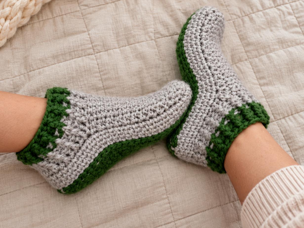Crochet Slippers Pattern, Cozy Unisex House Shoes, PDF Download